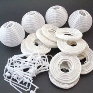20 Lampions 6-7 cm weiss mit Halter Ersatz Lampions Aussen Innen für Lichterkette