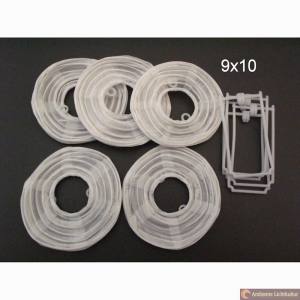 5 Lampions 9x10 cm weiss mit Halter Ersatz Lampions Aussen oder Innen für Lichterkette
