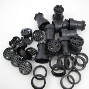 Illu Fassung E27 Schwarz mit Deckel und Dichtring innenliegend - 10er Set