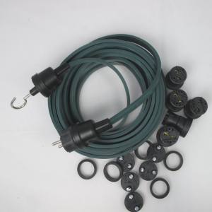 Illu Lichterketten Bausatz 10 Meter mit 20 Fassungen E 27 Montierter Stecker und Endstück