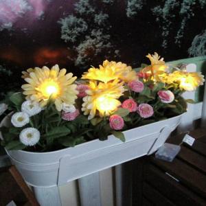 LED Batterie Lichterkette gelbe Gerbera 10 warmweisse LED Ambiente