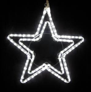 LED Doppel Stern 50x50 cm mit LED Lichtschlauch 230 Volt weisses Licht