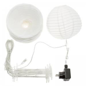 LED Lampion Lichterkette 10 Lampions 20 cm Ø 30 warmweisse LED 3 LED je Lampion