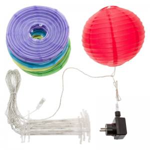 LED Lampion Lichterkette 10 Lampions 20 cm Ø 30 warmweisse LED 3 LED je Lampion