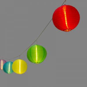 LED Lampion Lichterkette 10 Lampions 20 cm Ø 30 warmweisse LED 3 LED je Lampion