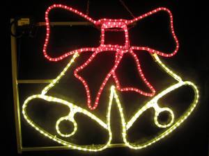 LED Schleife mit Weihnachtsglocken 110x63 cm rotes und warmes Licht - Aussen Weihnachtsbeleuchtung