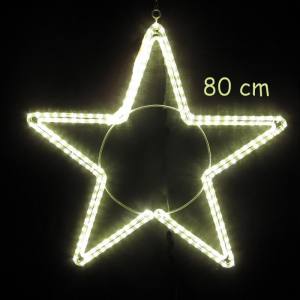 LED Weihnachtsstern 80 cm mit warmweissen LED Lichtschlauch 230 Volt Aluminiummotiv