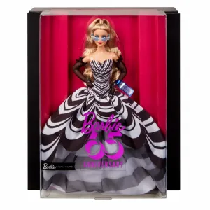 Barbie HRM58  Signature-Puppe Sammelfigur zum 65. Jubiläum blonde Haare schwarz-weißer Robe Sonnenbrille