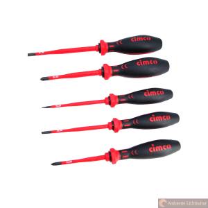 CIMCO 117850 VDE Schraubendreher Set 5 Teilig Ausführung Slim 1000V IEC 60900:2012