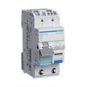 Hager ADS916D FI-Leitungsschutzschalter 1P+N 6kA B-Charakter 16A 30mA TypA QC