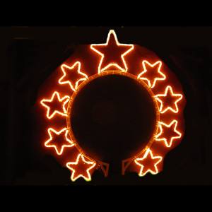 IKu Sternenkranz 130x120 cm 9 Lichtschlauch Sterne 230 Volt Aluminiumgestell für Aussenlaternen