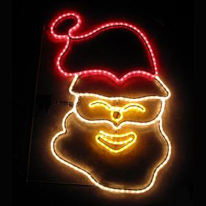 IKu Weihnachtsmann Kopf 95x77 cm Lichtmotiv mit Lichtschlauch 230 Volt Aussendekoration