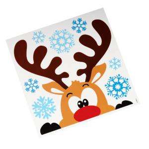 Kaemingk 460125 Weihnachten Fensterdekoration 3 Bilder Rentier Schneemann Weihnachtsmann 30,5x31,5 cm