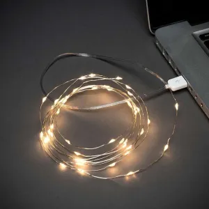 Konstsmide 1770-190 USB Micro LED Lichterkette 50 LED 2,75 Meter silbernes Drahtkabel