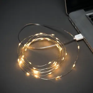 Konstsmide 1770-890 USB Micro LED Lichterkette 50 amber LED 2,75 Meter silbernes Drahtkabel