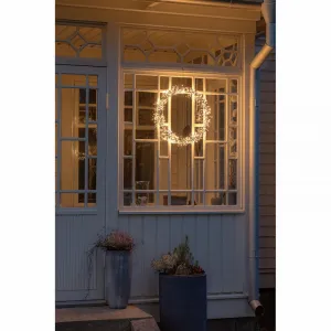 Konstsmide 2757-800 LED Kranz 50 cm Metall  600 bernsteinfarben klare LED Timer und Dimmer