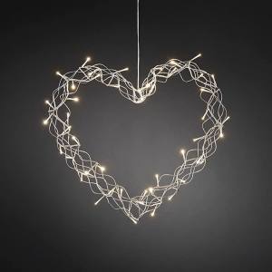 Konstsmide 2893-303 LED Herz 43x48 cm silberfarbenes Geflecht 48 warmweisse LED