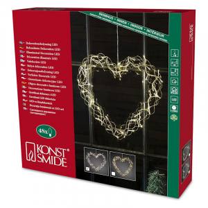 Konstsmide 2893-303 LED Herz 43x48 cm silberfarbenes Geflecht 48 warmweisse LED