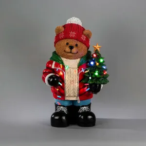 Konstsmide 4170-000 Teddybär gross 66 cm Bunte Lichter Batteriefach mit Timer