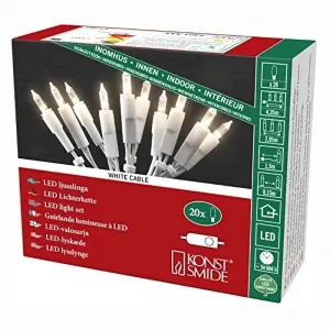 Konstsmide 6301-102 LED Mini Lichterkette 20 warmweisse LED Retro Design weisses Kabel mit Schalter