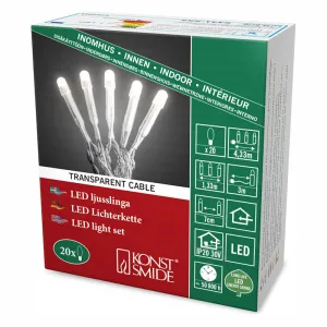 Konstsmide 6341-123 LED Lichterkette 20 warmweisse gefrostete LED Klares Kabel Innen Lichterkette