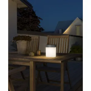 Konstsmide Assisi Solar Tischleuchte Kunststoff grau opales Glas Aussenleuchte 7806-302