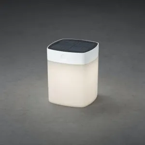 Konstsmide Assisi Solar Tischleuchte Kunststoff weiss opales Glas Aussenleuchte 7806-202