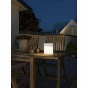 Konstsmide Assisi Solar Tischleuchte Kunststoff weiss opales Glas Aussenleuchte 7806-202