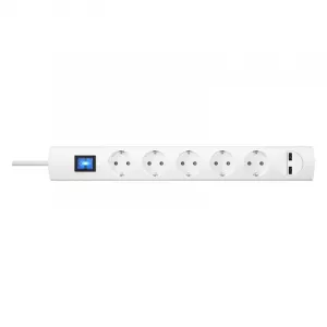 Kopp 2336.0200.0 UNOversal® plus 5-fach Steckdosenleiste + 2x USB-Anschluss 1,4m mit Schalter