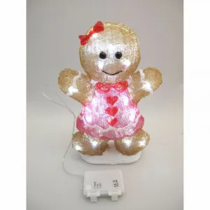 LED Acryl Lebkuchen Frau 3D Figur 30 cm Aussenfigur Batteriefach mit Timer