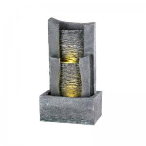 Kaemingk LED Wandbrunnen 61 cm Polyresin Grau Wasserbrunnen Zimmerbrunnen Gartenbrunnen mit LED Licht