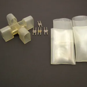 LED NEON Flex X-Verbinder mit Verbinderpins und Schrumpfschlauch