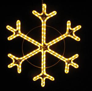 LED Schneeflocke Eiskristall Eisflocke 70 cm mit warmweissen LED Lichtschlauch 230 Volt auf Aluminiumrahmen