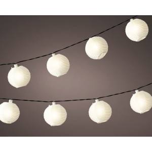 LED Solar Lichterkette 10 weisse Lampions weiße LED Aussenlicht