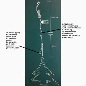 LED Weihnachtsbaum 54 cm mit 2 Lichtfarben nach Wahl und Lichteffekten 230 Volt Aussen Lichtmotiv