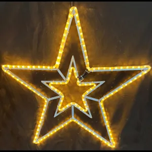 LED Weihnachtsstern 90 cm mit warmweissen LED Lichtschlauch 230 Volt Aluminiummotiv