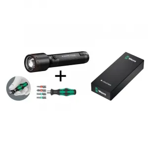 LEDLENSER 503028 LED-Taschenlampe P6R Core und Wera Schraubendreher mit Bits