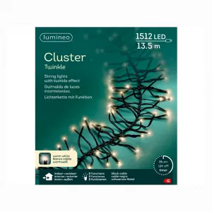 Luimineo 494766 LED Twinkle Cluster Gruppenlichterkette 1512 warmweisse LED 14 M - Aussenlichterkette Lichteffekte mit Timer