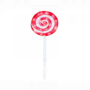 Lumineo 491327 LED Acryl Lolly Lutscher 75 cm Rot Weiss mit Timer