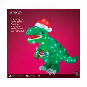 Lumineo 491350 LED Acryl Dino 47 cm 80 LED mit Timer Aussenfigur Grün