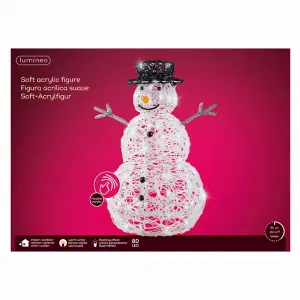 Lumineo 491431 LED Acryl Schneemann 65 cm mit Timer 80 LED Aussen Figur