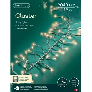 Lumineo 494667 LED Cluster Gruppenlichterkette 2040 warmweisse LED 19 Meter Aussenlichterkette mit Timer und Dimmer