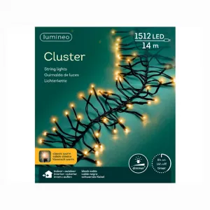 Lumineo 494694 LED Cluster Gruppenlichterkette 1512 klassisch warmweisse LED 14 M - Aussenlichterkette Timer und Dimmer