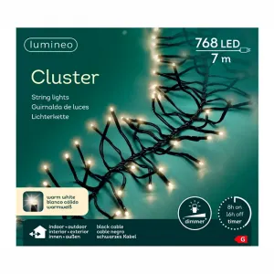 Lumineo 494696 LED Cluster Gruppenlichterkette 768 warmweisse LED 7 M - Aussenlichterkette Timer und Dimmer
