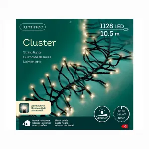 Lumineo 494701 LED Cluster Gruppenlichterkette 1128 warmweisse LED 10 M - Aussenlichterkette Timer und Dimmer
