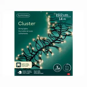 Lumineo 494702 LED Cluster Lichterkette 14 Meter 1512 warmweise LED Aussenlichterkette mit Timer und Dimmer