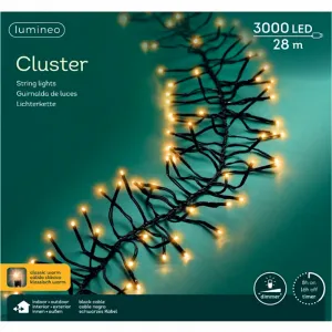 Lumineo 494712 LED Cluster Gruppenlichterkette 3000 klassisch warmweisse LED 28 Meter - Aussenlichterkette Timer und Dimmer