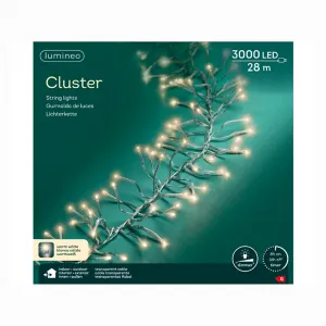 Lumineo 494713 LED Cluster Gruppenlichterkette 3000 warmweisse LED 28 Meter - Aussenlichterkette Timer und Dimmer