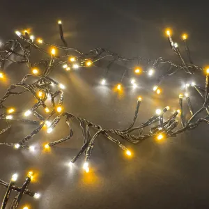 Lumineo 494716 LED Cluster Gruppenlichterkette 144 weisse - warmweisse LED 1,3 M - Aussenlichterkette Timer und Dimmer