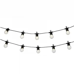 Lumineo 496305 LED Solar Party Beleuchtung Lichterkette 5,7 Meter 20 LED klare runde Lichtkugeln Lichteffekte